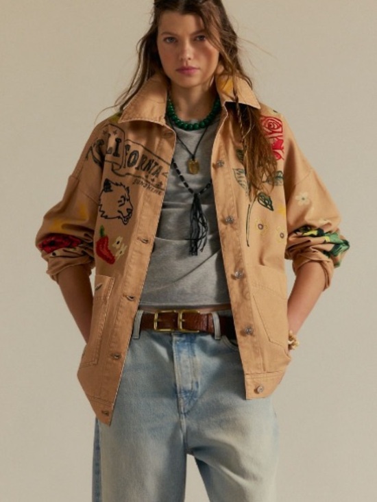 We The Free Jackets & Blazers - We The Free Tan Utility Jacket with Multicolor Embroidery